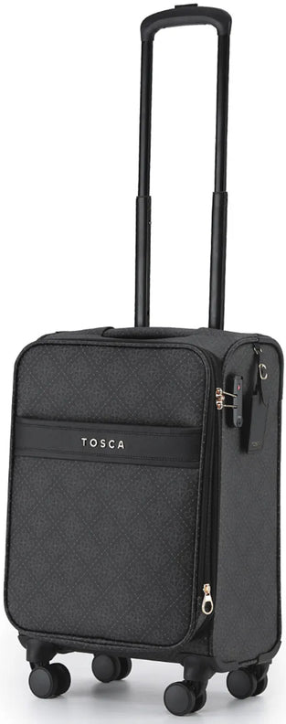 Tosca Willow 55 cm 4-Wheel Expandable Carry-on Suitcase - Caviar shown to scale