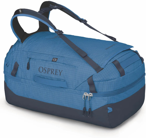 tu-osprey-transporter-squffel-70l-duffel-bag-with-backpack-straps-blue-flame front view for size comparison