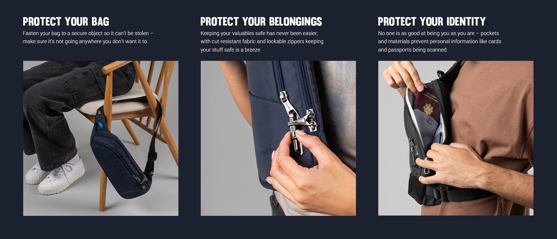 Pacsafe V Action protect your bag, belongings and identity