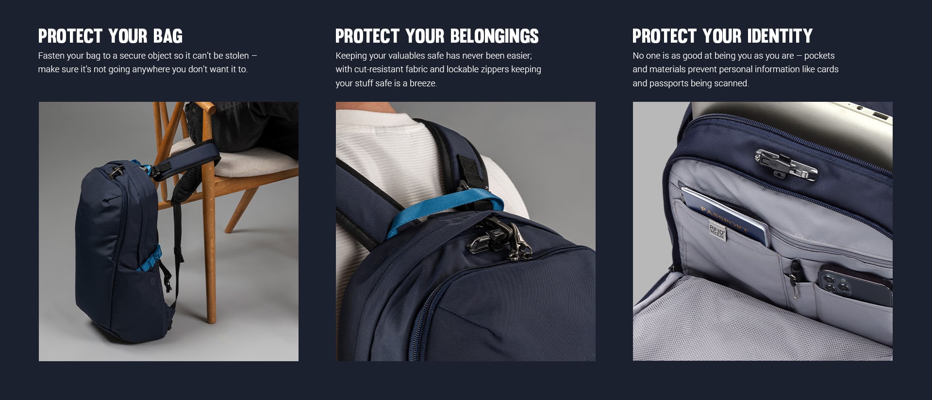 Pacsafe V Active protect your bag, belongings and identity