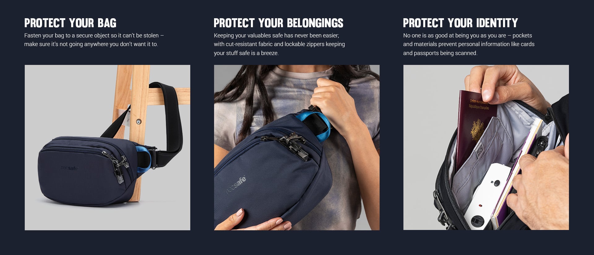 Pacsafe V Anti-Theft Hip protect your bag, belongings and identity