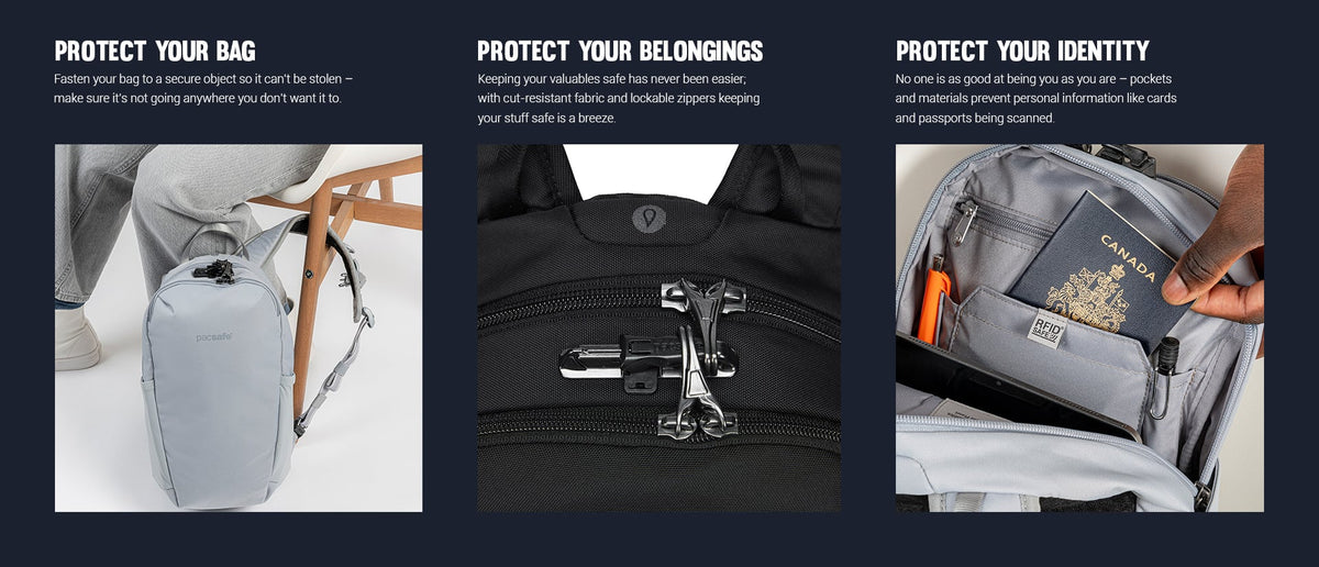 Pacsafe V Tech 12L protect your bag, belongings and identity