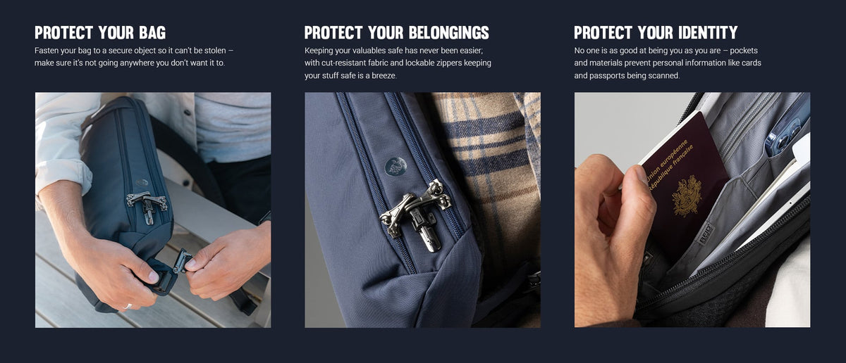 Pacsafe V Tech Anti-Theft 10L Sling protect your bag, belongings and identity