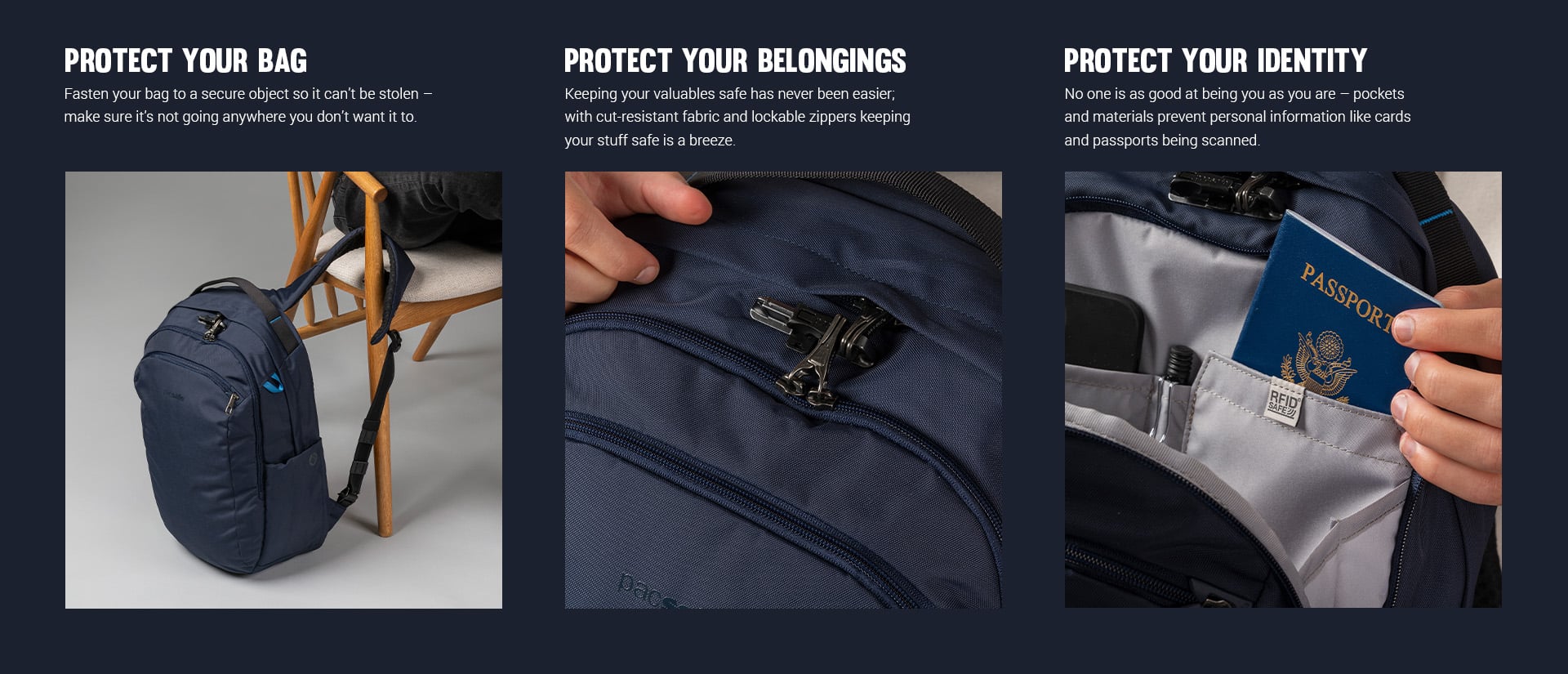 Pacsafe V Tour 26L protect your bag, belongings and identity