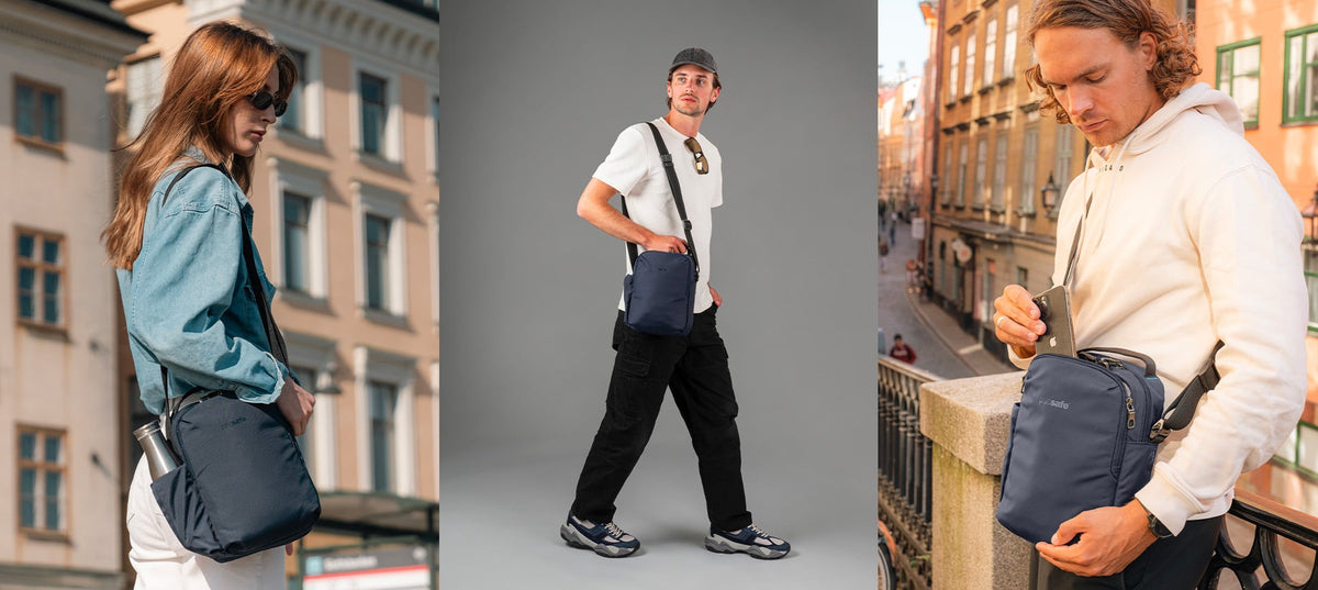 Pacsafe V Tour Anti-Theft Crossbody in use while travelling