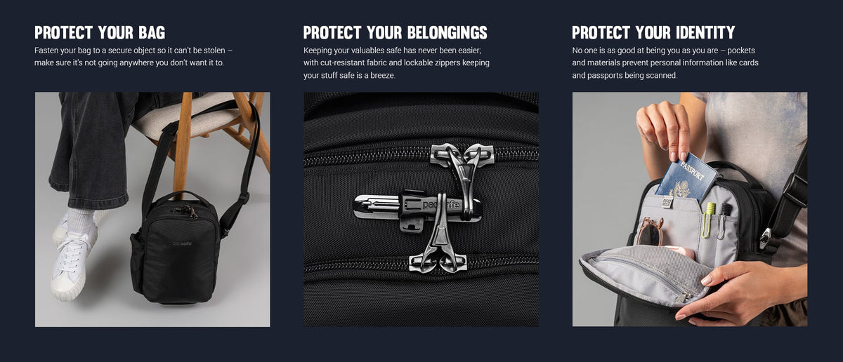 Pacsafe V Tour Anti-Theft Crossbody protect your bag, belongings and identity