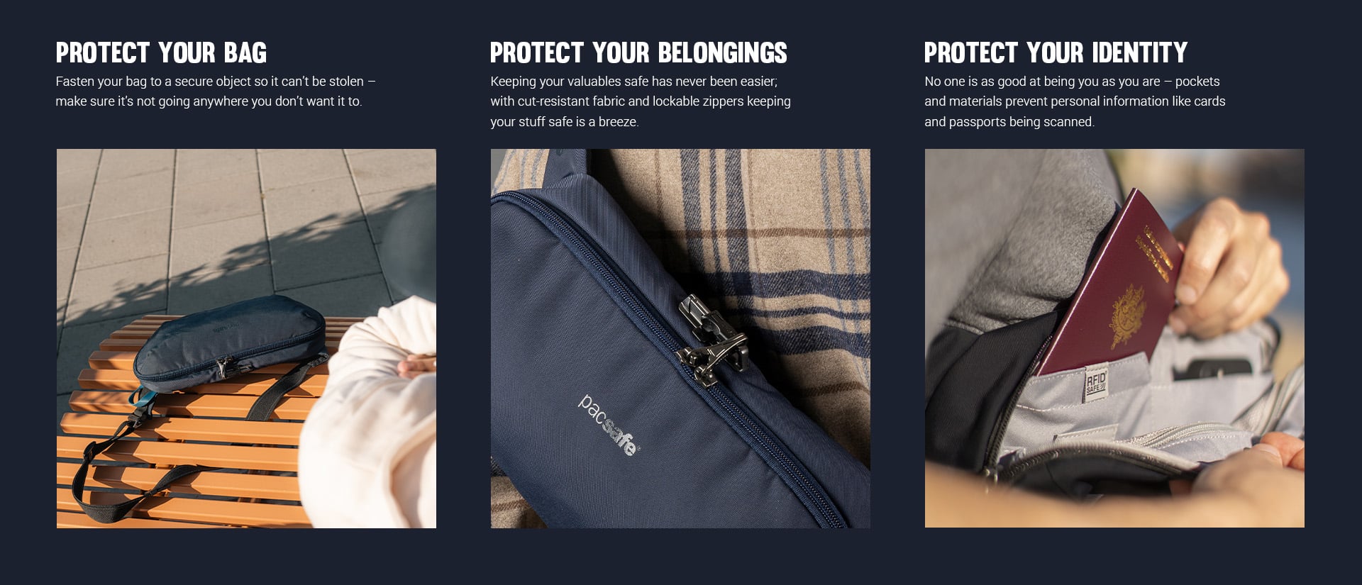Pacsafe V Urban protect your bag, belongings and identity