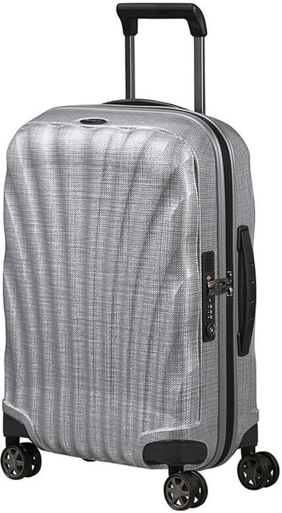Samsonite C-Lite 55 cm Expandable 4-Wheel Cabin Spinner Suitcase with USB - Aluminium Colour (Limited Edition) shown to scale