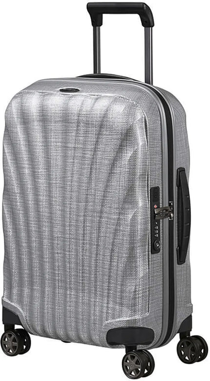 tu-samsonite-c-lite-55-cm-expandable-4-wheel-cabin-spinner-suitcase-aluminium-li front view for size comparison