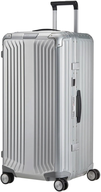 tu-samsonite-lite-box-alu-anodised-aluminium-80-cm-4-wheel-trunk-aluminium front view for size comparison