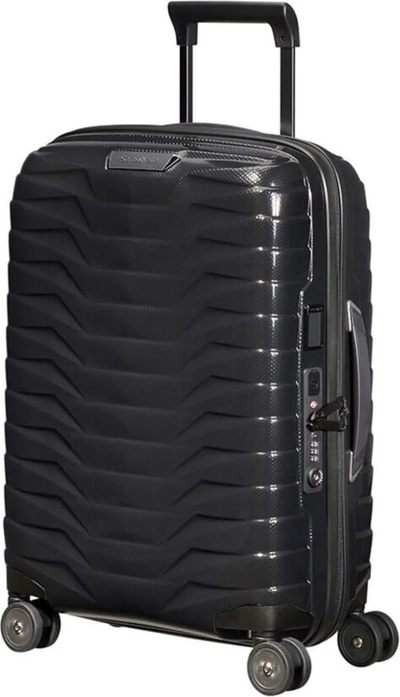 Samsonite Proxis 55cm Expandable Easy Access Cabin Suitcase - Black shown to scale