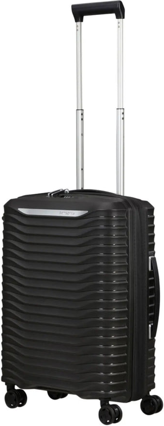 tu-samsonite-upscape-55cm-expandable-4-wheel-cabin-spinner-suitcase-black front view for size comparison
