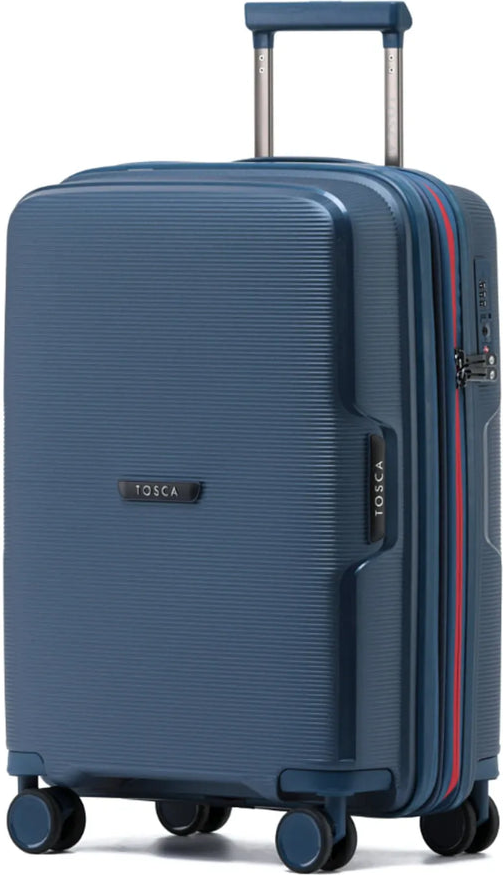 tu-tosca-bel-air-54-cm-hardside-carry-on-suitcase-blue front view for size comparison, retrimmed