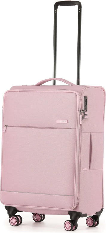 tu-tosca-so-lite-67-cm-4-wheel-expandable-suitcase-blush front view for size comparison, retrimmed