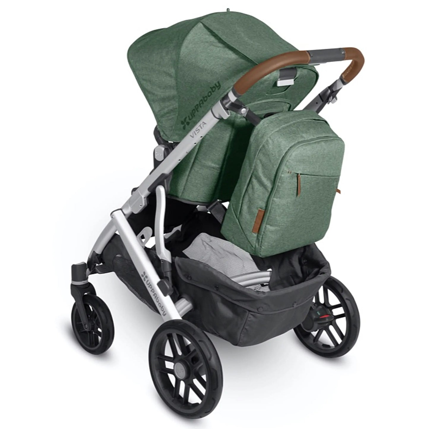 Premium fabric and full-grain leather accents coordinate with UPPAbaby stroller fashions