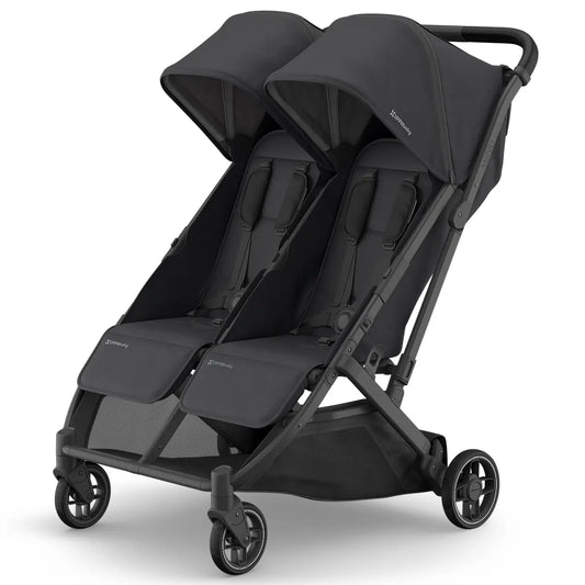 UPPAbaby MINU DUO Double Travel Pram / Stroller - Jake (Charcoal / Carbon / Black Leather)
