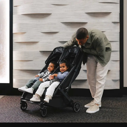 UPPAbaby MINU DUO Double Travel Pram / Stroller - Jake (Charcoal / Carbon / Black Leather)