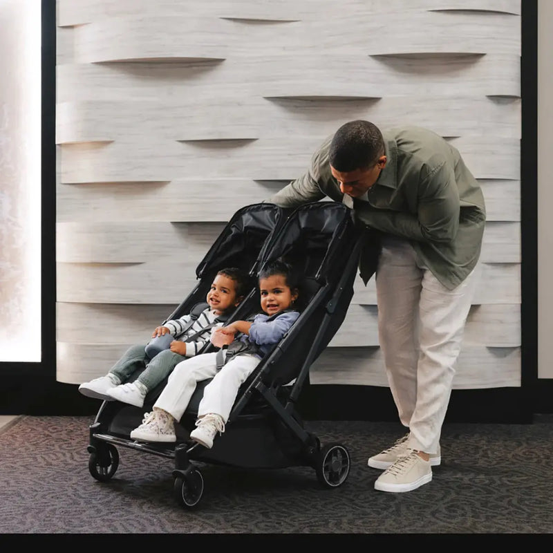 UPPAbaby MINU DUO Double Travel Pram / Stroller - Jake (Charcoal / Carbon / Black Leather)