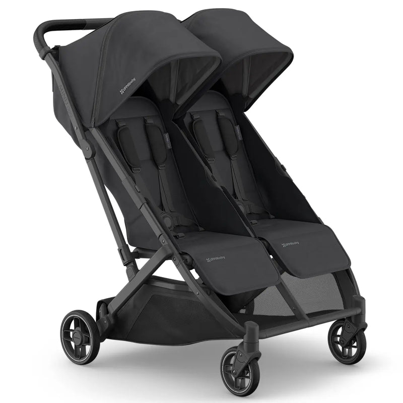 UPPAbaby MINU DUO Double Travel Pram / Stroller - Jake (Charcoal / Carbon / Black Leather)