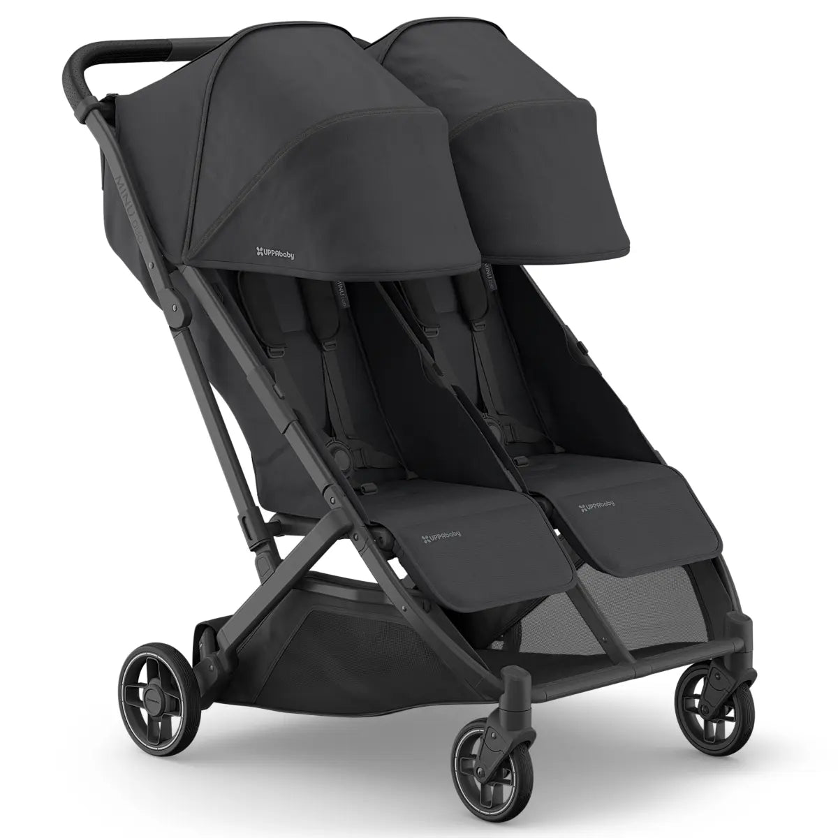 UPPAbaby MINU DUO Double Travel Pram / Stroller - Jake (Charcoal / Carbon / Black Leather)
