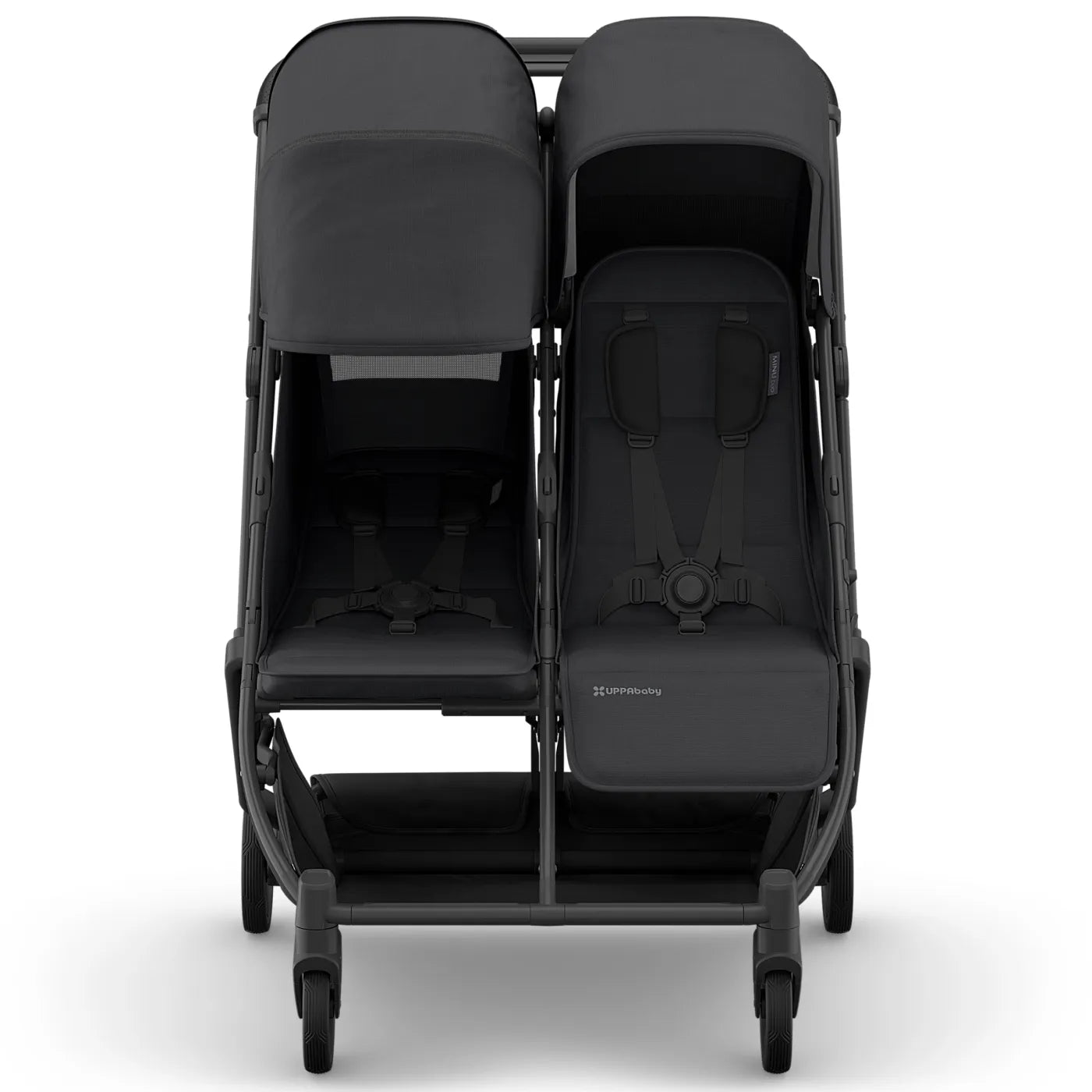 UPPAbaby MINU DUO Double Travel Pram / Stroller - Jake (Charcoal / Carbon / Black Leather)