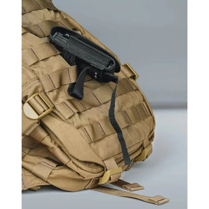 Integrated molle system allows for easy attachment of compatible outdoor gear pouches