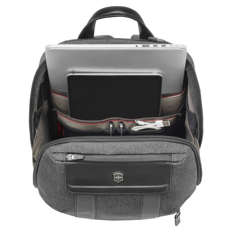 14" laptop and tablet pocket at rear of backpack