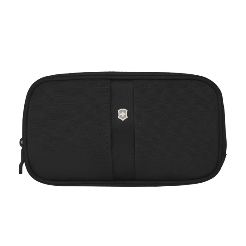 Stores and organizes travel-size toiletries