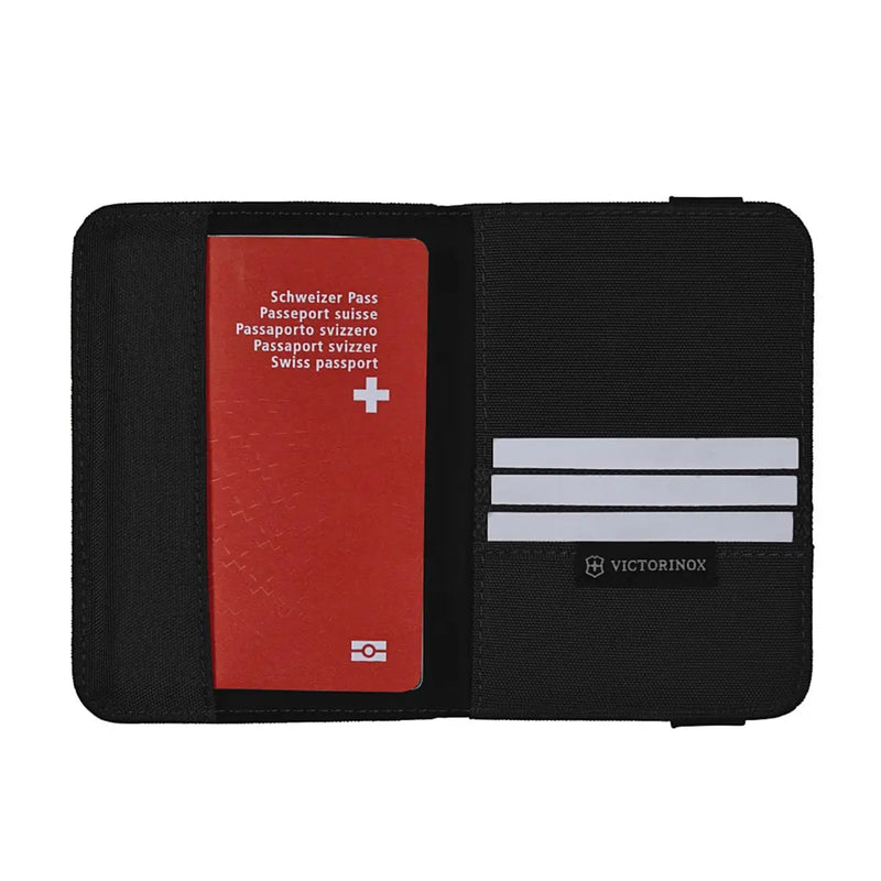 Holds passport, ID and credit cards