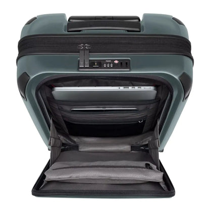 Featuring a quick-access lockable front compartment with organization panel and holds a laptop and a tablet