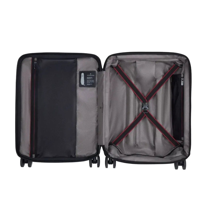 X-shaped compression straps cover a greater surface area to keep folded items secure