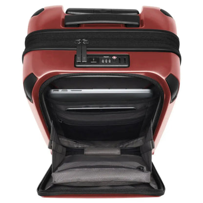 Featuring a quick-access lockable front compartment with organization panel and holds a laptop and a tablet