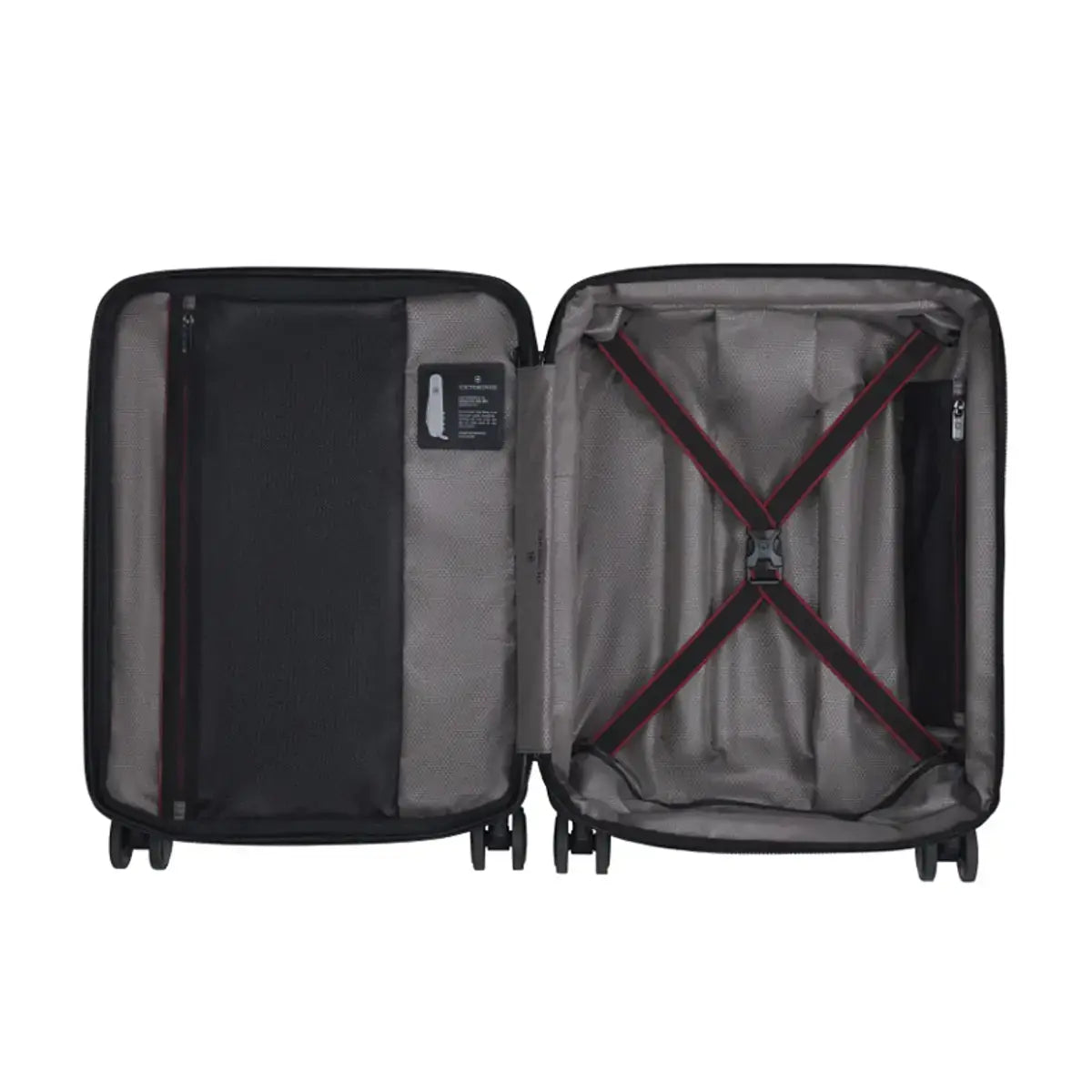 X-shaped compression straps cover a greater surface area to keep folded items secure