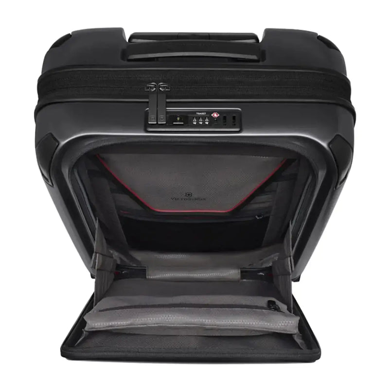 eaturing a quick-access lockable front compartment with organization panel 