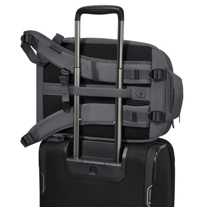 Luggage sleeve on back (luggage sold separately)