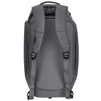 Duffel bag effortlessly converts into a backpack shape