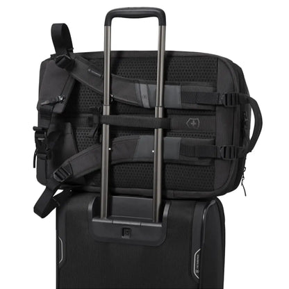 Luggage sleeve on back (luggage sold separately)