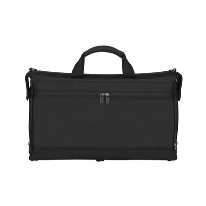 Compact, tri-fold suiter easily fits in the overhead compartment and keeps clothing wrinkle-free