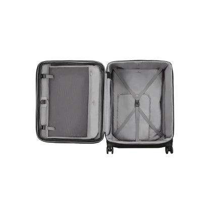 Pack More System with x-shaped compression straps, a removable tri-fold suiter and two large mesh side pockets