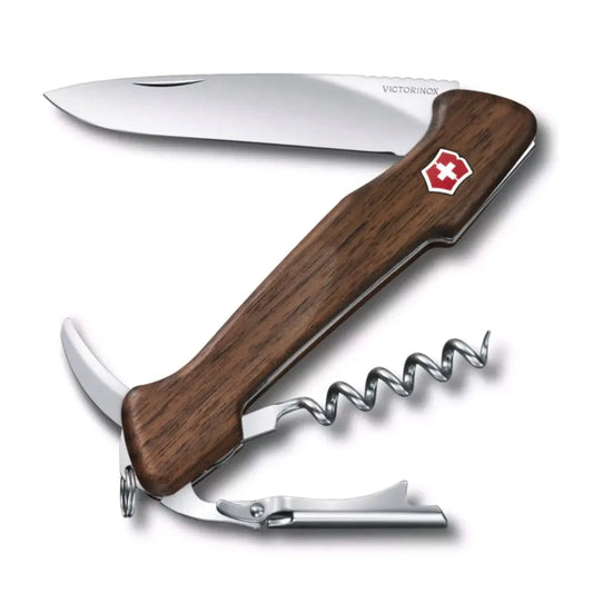Victorinox Wine Master Wood Swiss Army Knife with leather pouch - Walnut Brown