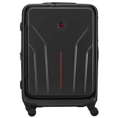 This practical hardside luggage features a front access design for effortless packing