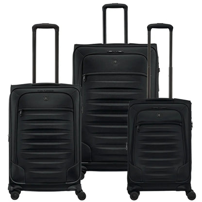 Wenger Checklite Softside Expandable 4-Wheel Suitcase Set of 3 - Black (Small, Medium and Large)