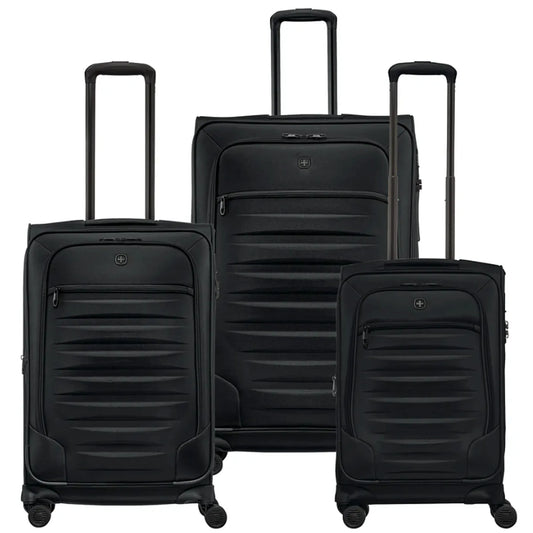 Wenger Checklite Softside Expandable 4-Wheel Suitcase Set of 3 - Black (Small, Medium and Large)