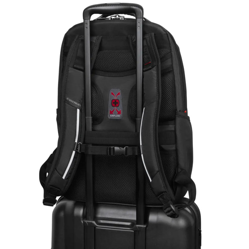 Luggage sleeve on the rear of the bag (luggage not included)