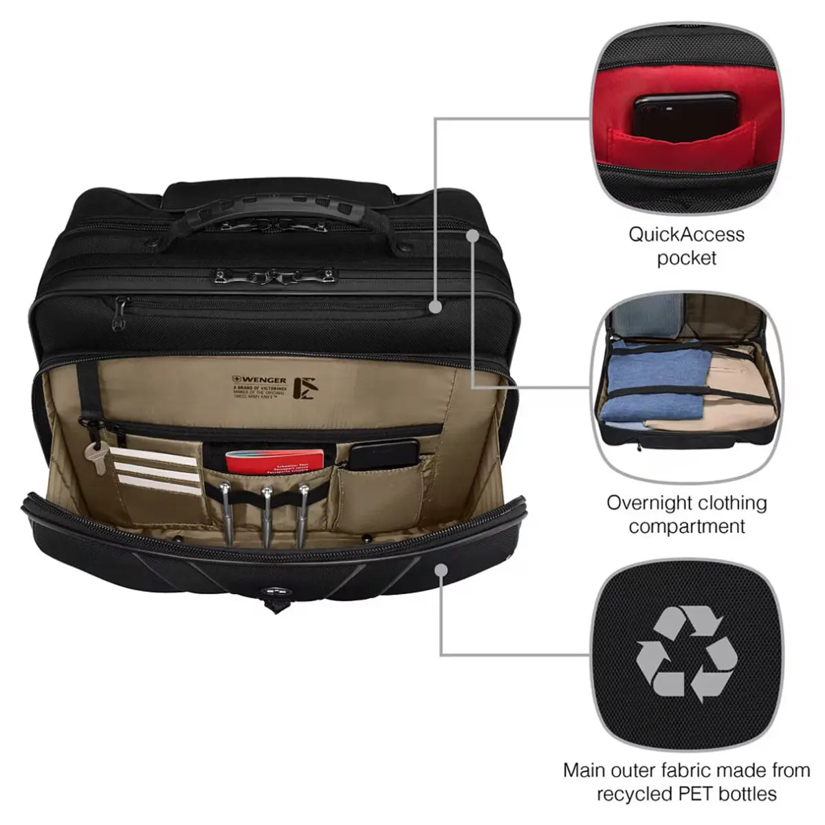 Wenger Legacy Black Series Wheeled 15.6’’ Laptop Case - Black