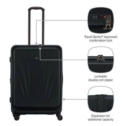 Wenger Skyon 2 Piece Hardside Suitcase Set (Carry-On and Large Size) - Black