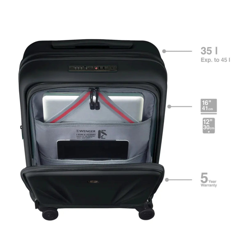 Wenger Skyon 2 Piece Hardside Suitcase Set (Carry-On and Large Size) - Black