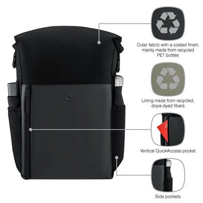 Wenger UrbanOne Roll-Top 15.6’’ Laptop Backpack - Black