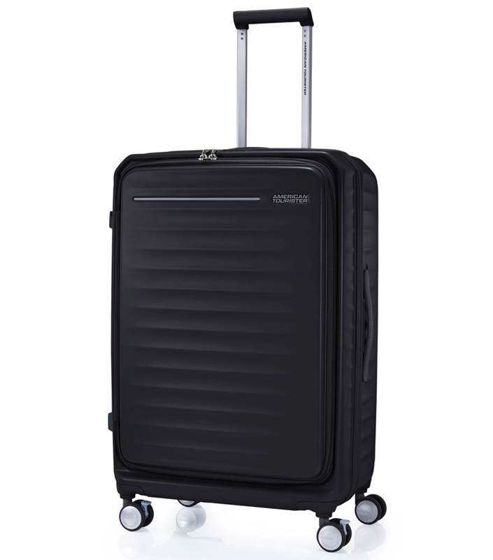 American Tourister Frontec 75 cm Expandable Front Opening Suitcase - Black