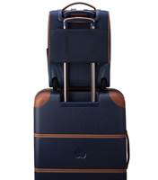 Back Panel featuring a luggage band, ready to seamlessly slide over the trolley tubes of rolling luggage